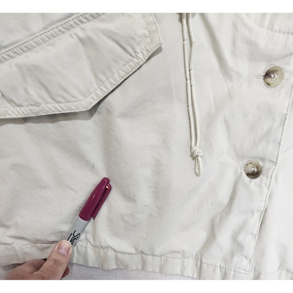 TravelSmith Safari Jacket Womans L 12 14 Vtg Utility Cargo Military Khaki Beige - Picture 13 of 15